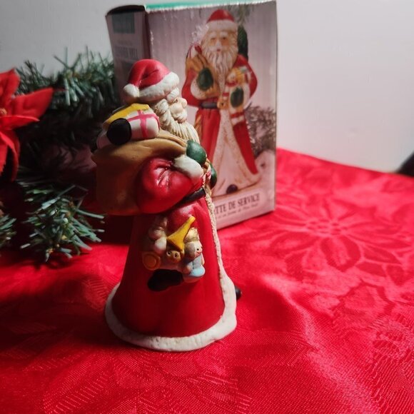Porcelain Santa Clause Dinner Bell Christmas Holiday 4 1/4" Seasonal Decor - Picture 3 of 9